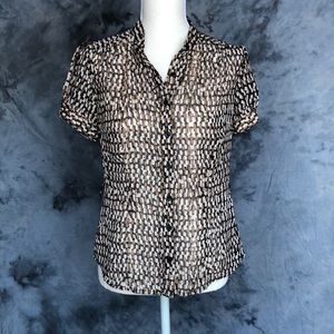 BCX- Sheer Top with Brown, Black and White pattern